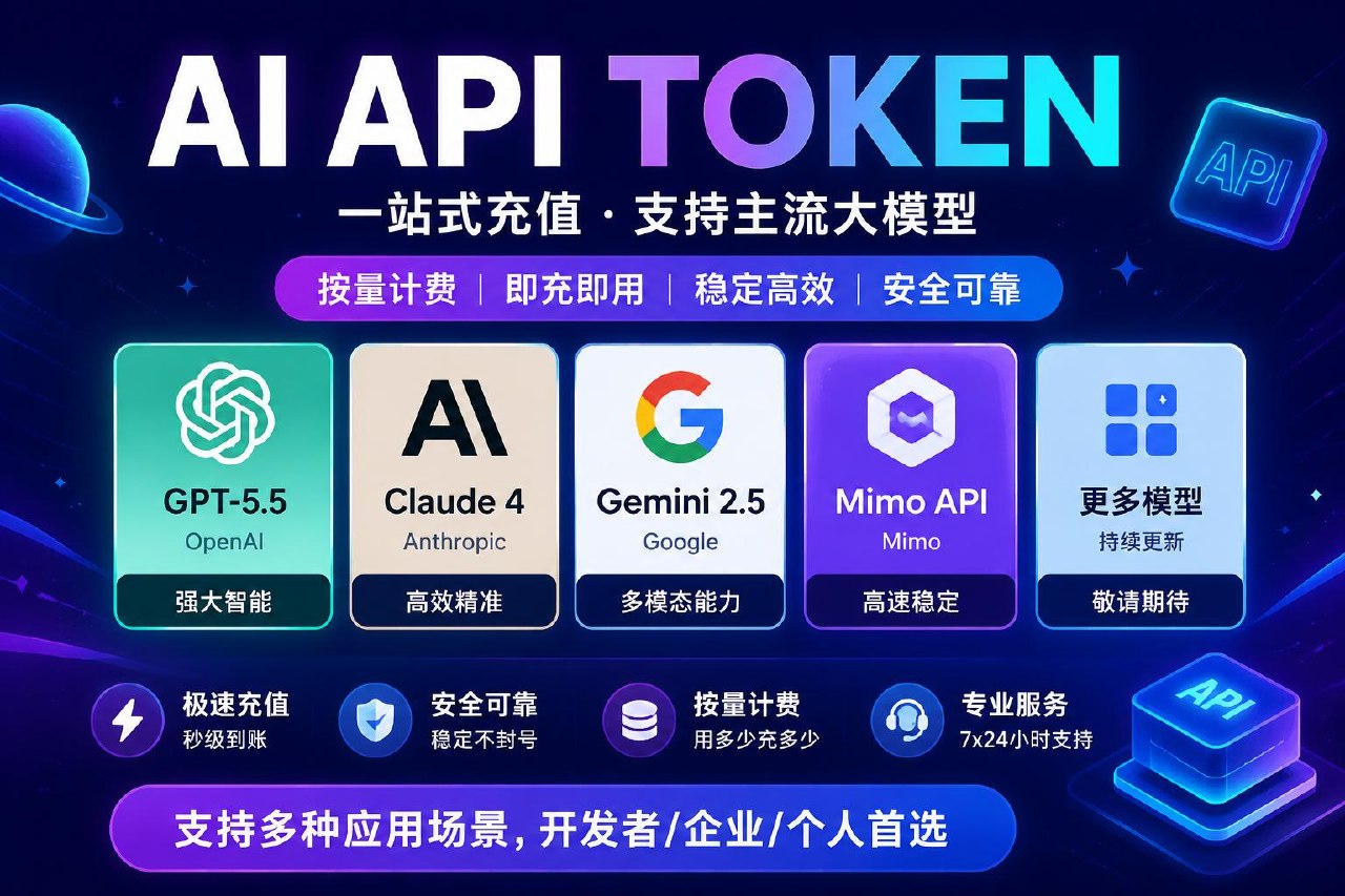 AI大模型API充值｜GPT-5.5 Claude Gemini Token 自动发卡 秒级到账